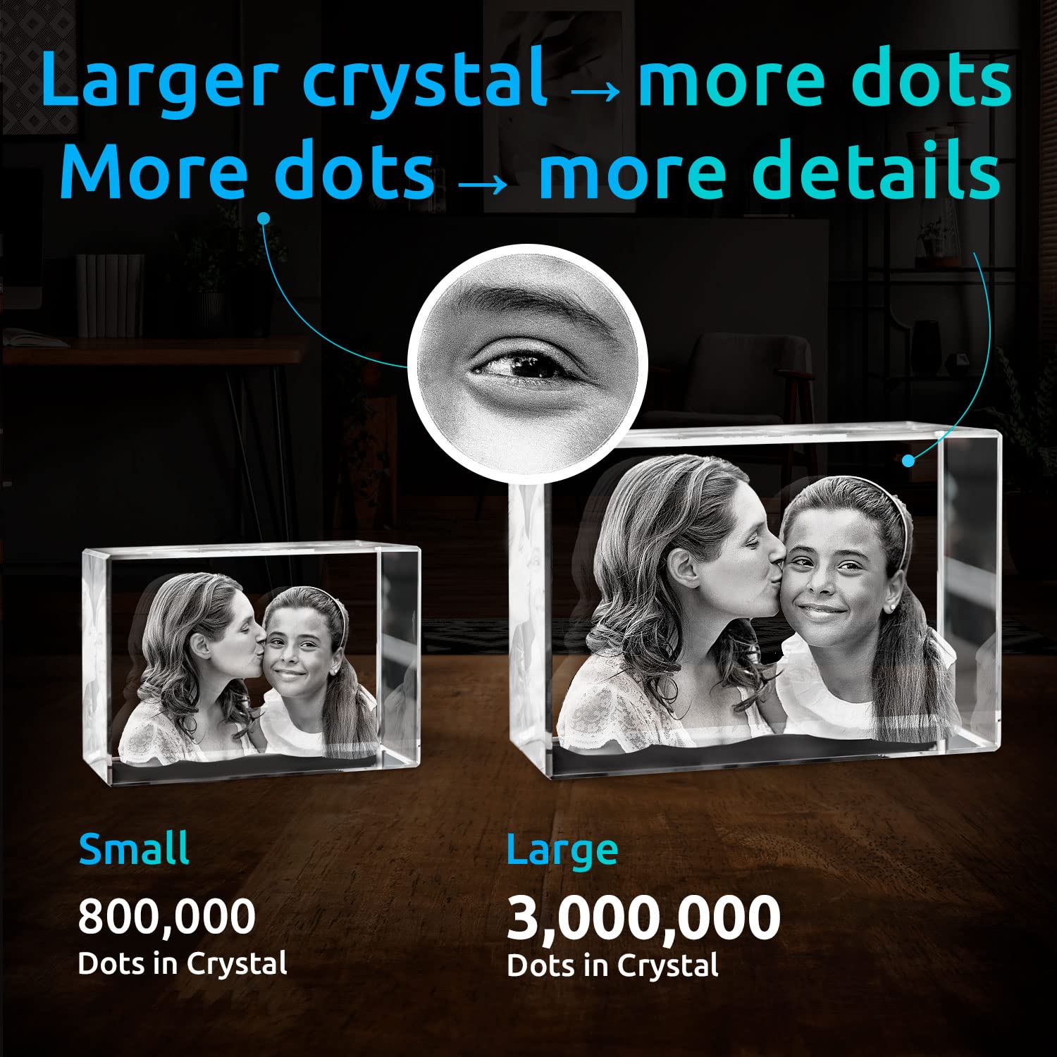 ArtPix 3D Crystal Photo, Personalized Mothers Day Gifts for Mom, Women, Wife, Her, Him, Men, Husband, Grandma, Great Customized Gift With Your Own Photo, Custom Glass 3D Laser Etched Picture Frame