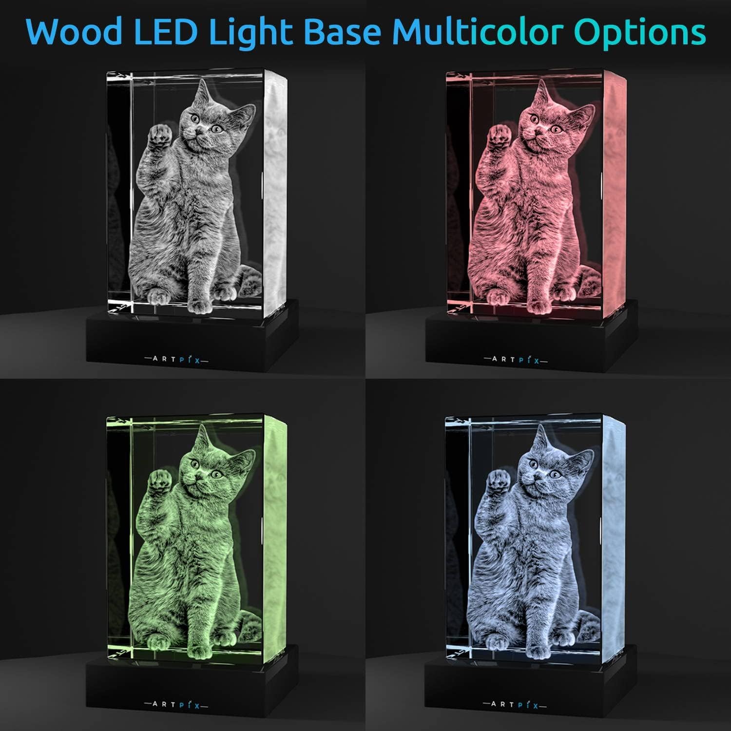 ArtPix 3D Crystal Photo, Personalized Mothers Day Gifts for Mom, Women, Wife, Her, Him, Men, Husband, Grandma, Great Customized Gift With Your Own Photo, Custom Glass 3D Laser Etched Picture Frame