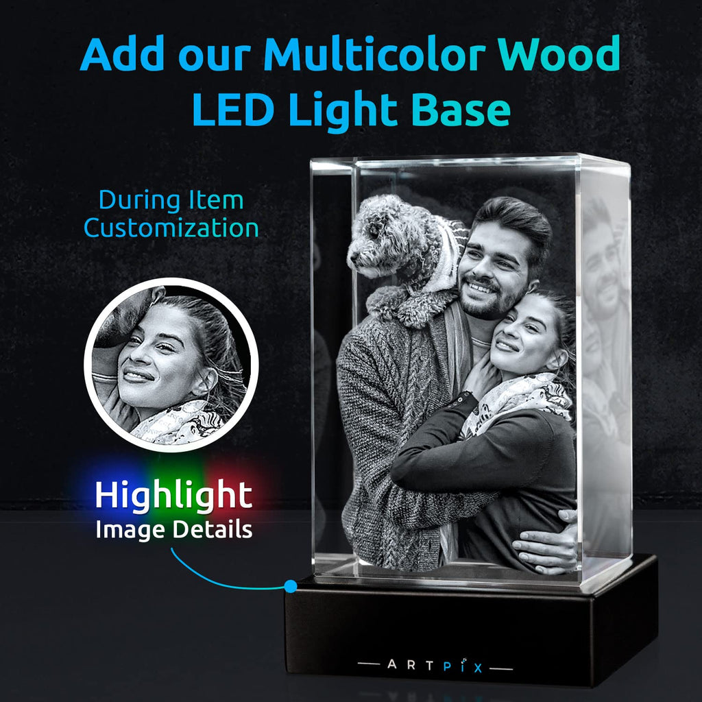 ArtPix 3D Crystal Photo, Personalized Mothers Day Gifts for Mom, Women, Wife, Her, Him, Men, Husband, Grandma, Great Customized Gift With Your Own Photo, Custom Glass 3D Laser Etched Picture Frame