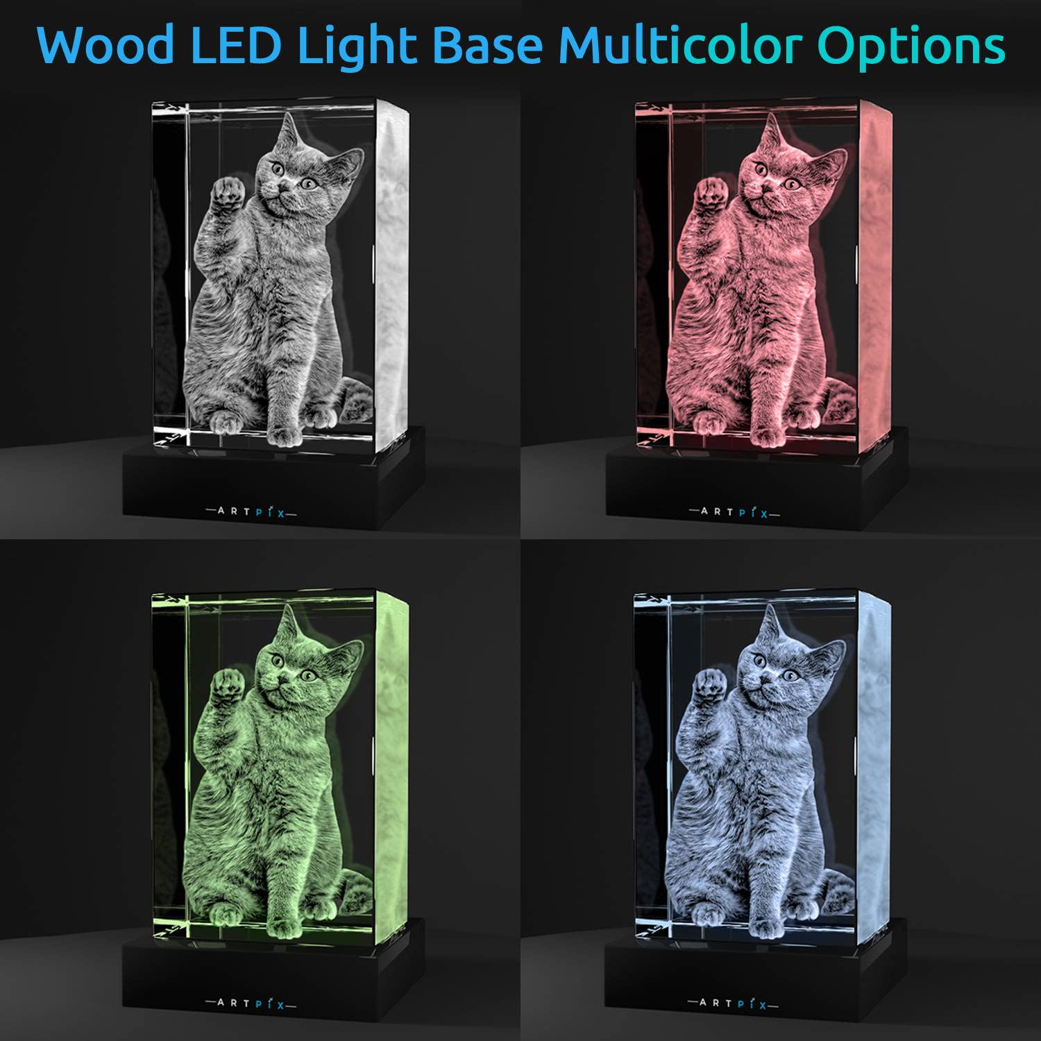 ArtPix 3D Crystal Photo, Personalized Mothers Day Gifts for Mom, Women, Wife, Her, Him, Men, Husband, Grandma, Great Customized Gift With Your Own Photo, Custom Glass 3D Laser Etched Picture Frame