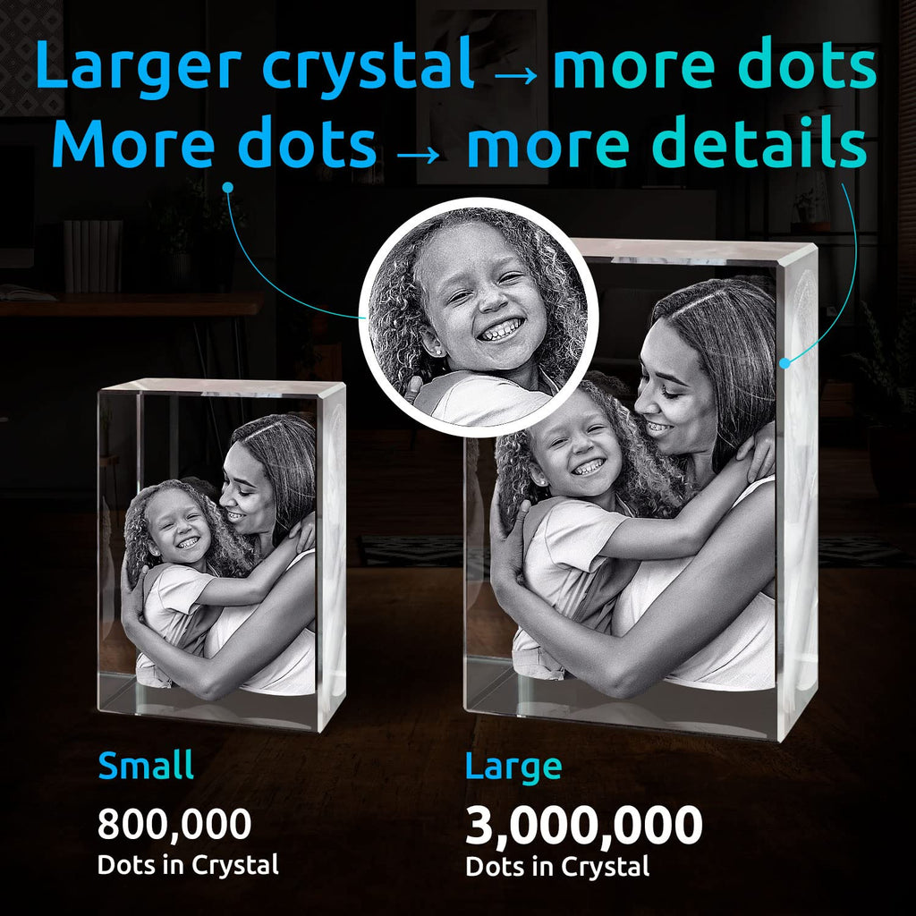 ArtPix 3D Crystal Photo, Personalized Mothers Day Gifts for Mom, Women, Wife, Her, Him, Men, Husband, Grandma, Great Customized Gift With Your Own Photo, Custom Glass 3D Laser Etched Picture Frame