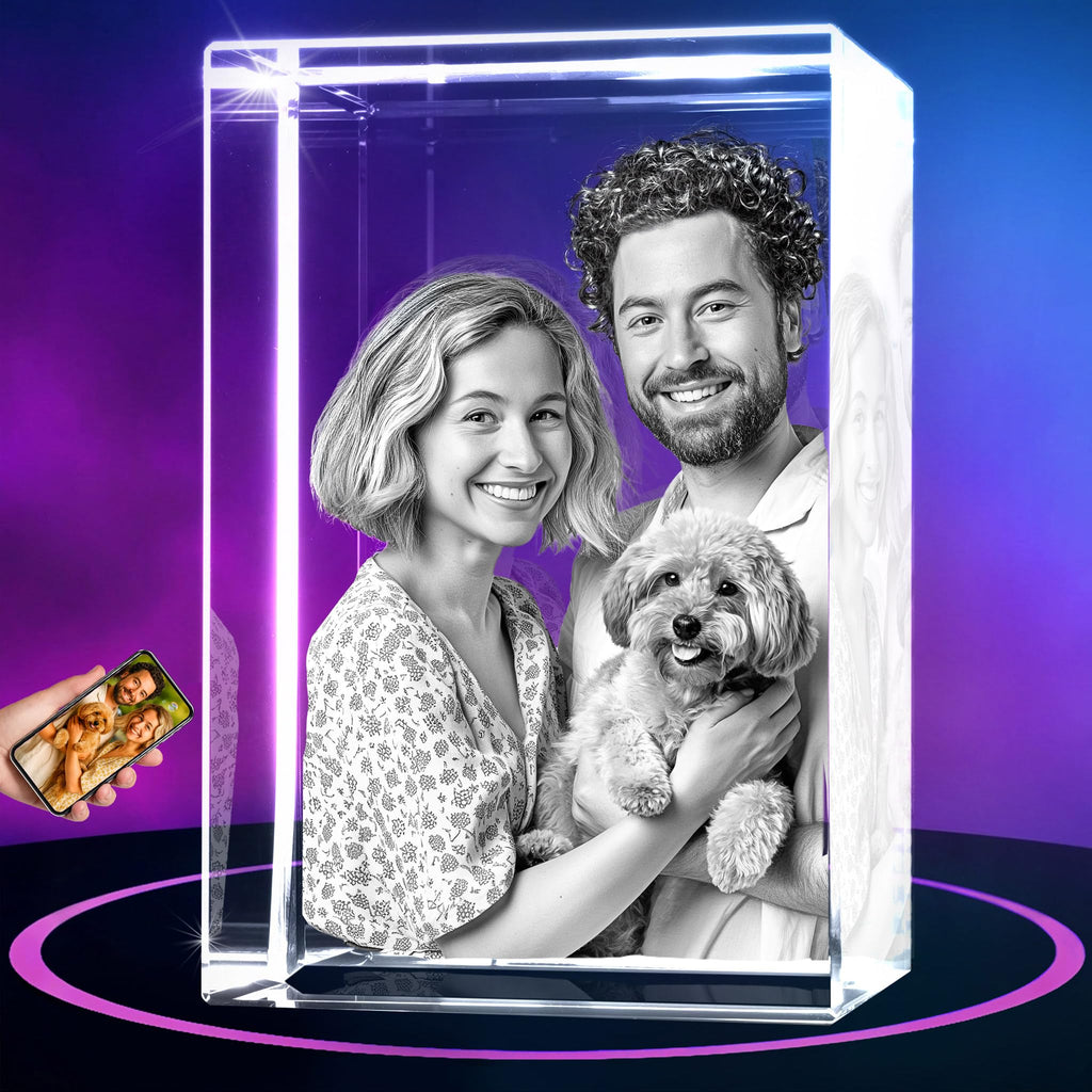 ArtPix 3D Crystal Photo, Personalized Mothers Day Gifts for Mom, Women, Wife, Her, Him, Men, Husband, Grandma, Great Customized Gift With Your Own Photo, Custom Glass 3D Laser Etched Picture Frame
