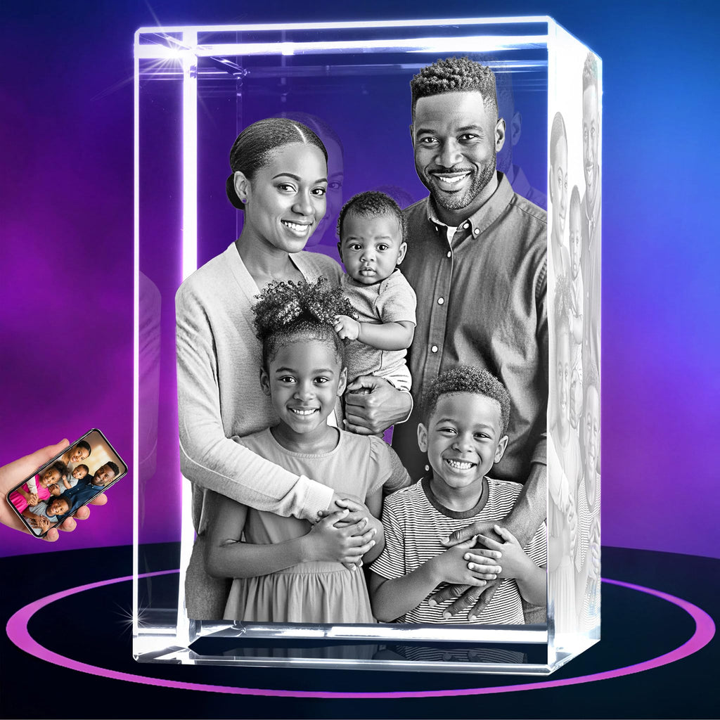ArtPix 3D Crystal Photo, Personalized Mothers Day Gifts for Mom, Women, Wife, Her, Him, Men, Husband, Grandma, Great Customized Gift With Your Own Photo, Custom Glass 3D Laser Etched Picture Frame